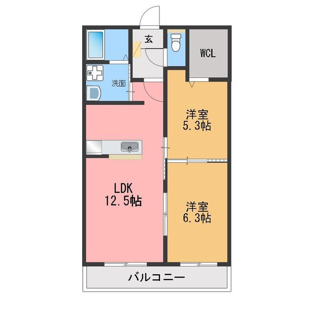 ザ・レジデンス坂本(2LDK/2階)の間取り写真