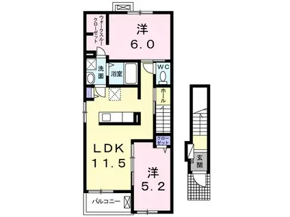 TH らいと(2LDK/2階)の間取り写真