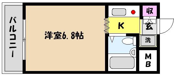 ジョイフル魚崎(1K/3階)の間取り写真