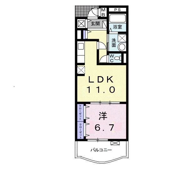 エクセレント クローバー(1LDK/2階)の間取り写真