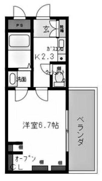 サン藤江(1K/1階)の間取り写真