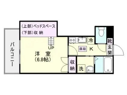 MARE谷山(1K/2階)の間取り写真