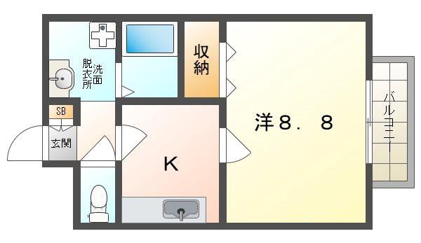 アムール砂III(1K/2階)の間取り写真