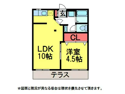 第1グリーンハイツ(1LDK/1階)の間取り写真