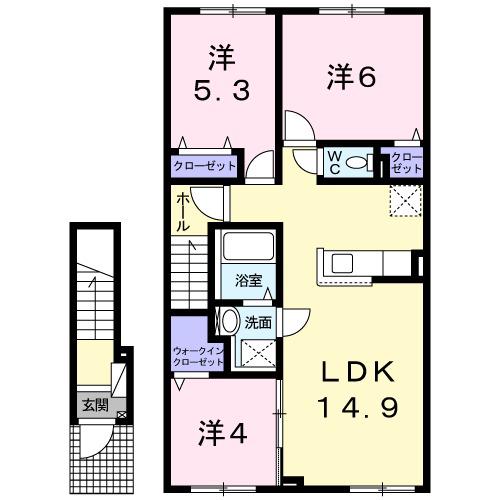 フランII(3LDK/2階)の間取り写真