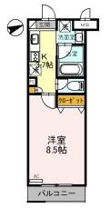 LA・FELICE(1K/2階)の間取り写真