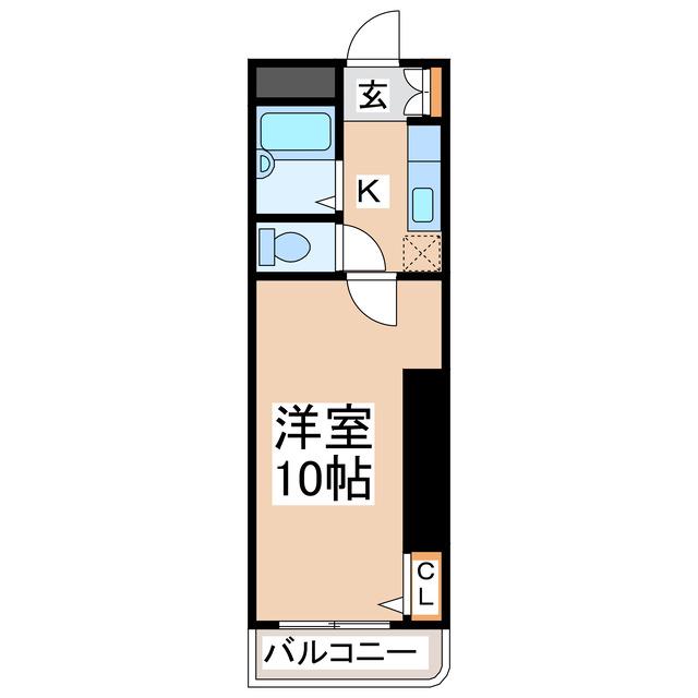 シャトー上村(1K/3階)の間取り写真