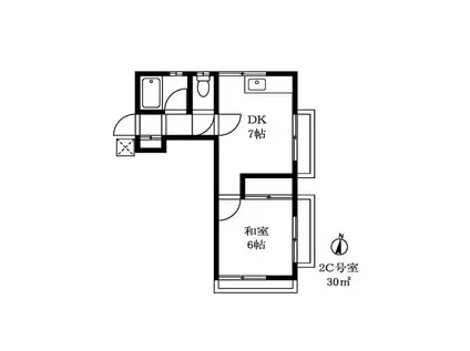 グリーンハウス上野毛(1DK/2階)の間取り写真