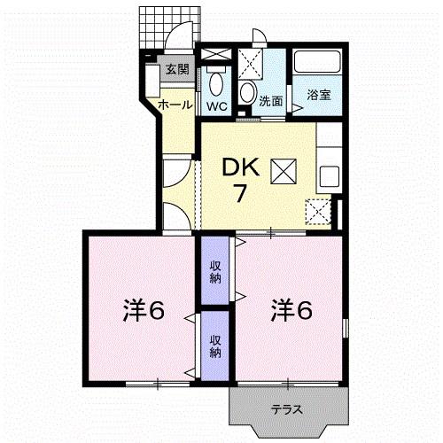 フォレスタB(2DK/1階)の間取り写真