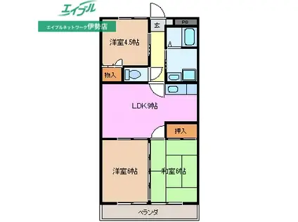 ファイブアイランドI(3DK/4階)の間取り写真