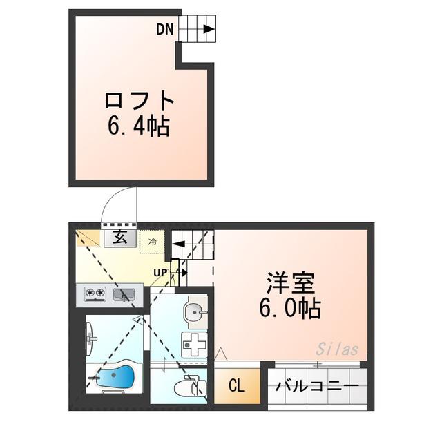 淀ヒルズ(1DK/1階)の間取り写真