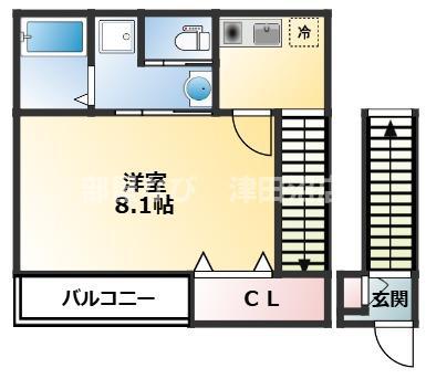 クラシオ北習志野(1K/2階)の間取り写真