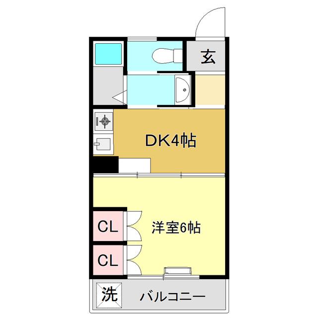 コスモハイツ高須IIC(1DK/3階)の間取り写真