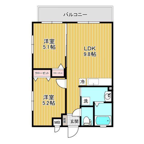 パークフロント小禄(2LDK/2階)の間取り写真