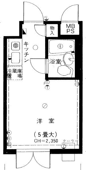 北野町パークハイツ(ワンルーム/6階)の間取り写真