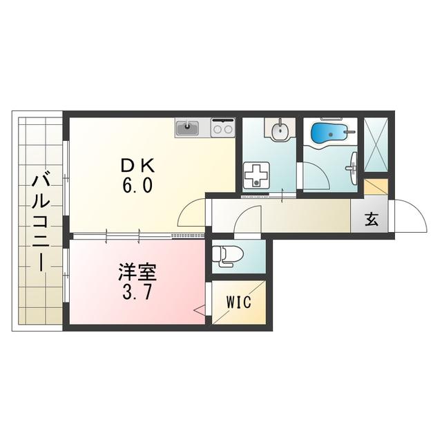 ケイグレース(1DK/2階)の間取り写真