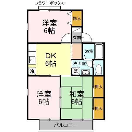 セジュール貴富禰II(3DK/2階)の間取り写真