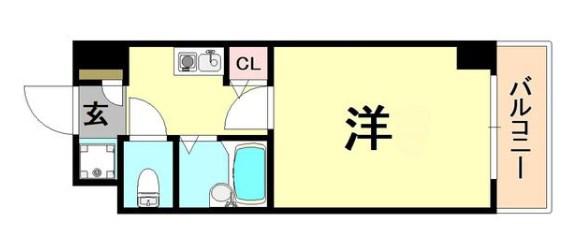エステムコート芦屋西(1K/3階)の間取り写真