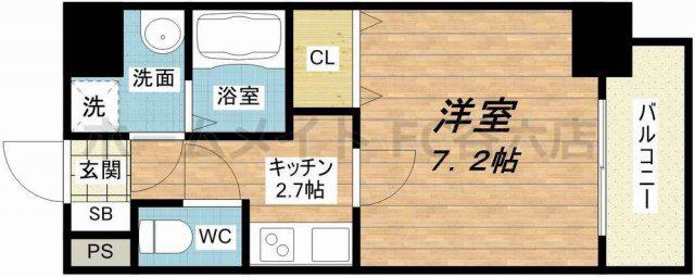 グランパシフィック北新町(1K/9階)の間取り写真