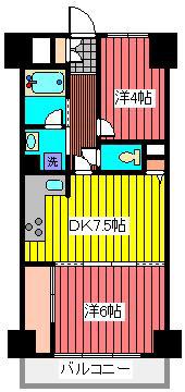 マンションアクロス西巣鴨(2DK/4階)の間取り写真