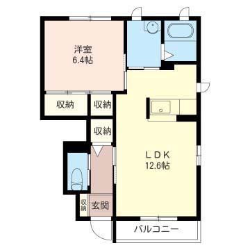 WILL VALLEY(1LDK/1階)の間取り写真