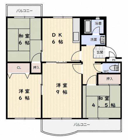 横尾2団地 87号棟(4DK/5階)の間取り写真