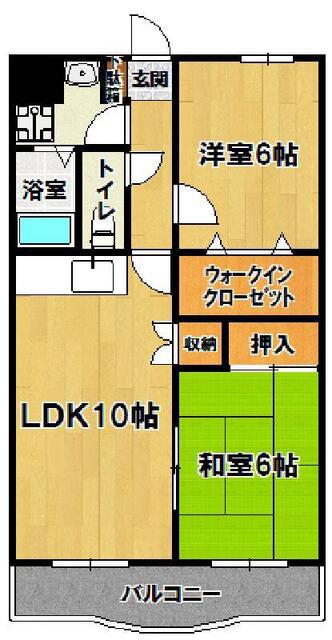 三島屋マンション(2LDK/3階)の間取り写真