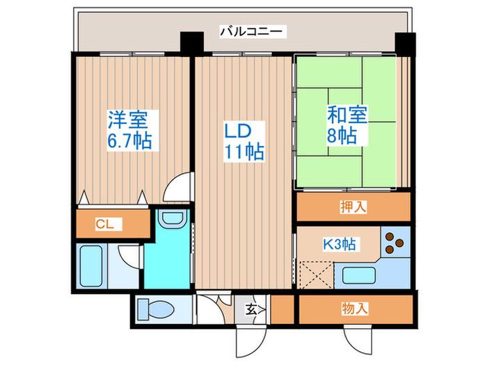 藤井ビル菊水III(2LDK/10階)の間取り写真