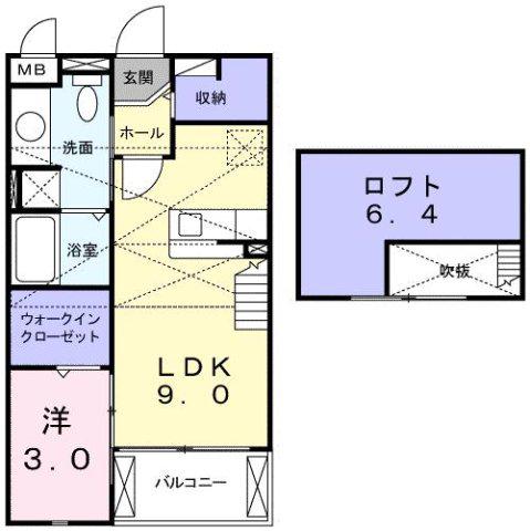 ルネ桜台(1LDK/2階)の間取り写真