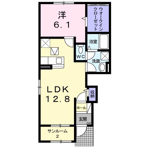 アルナージュ(1LDK/1階)の間取り写真