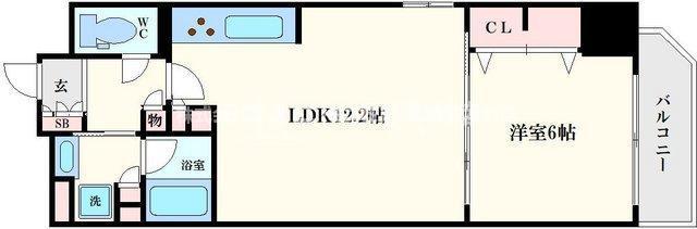 プレサンスロジェ堺筋本町(1LDK/14階)の間取り写真
