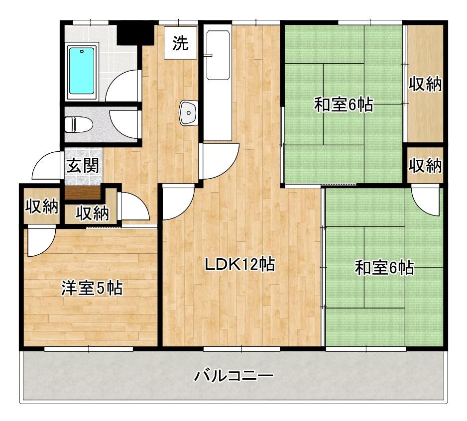 サングレイス篠崎(3LDK/1階)の間取り写真