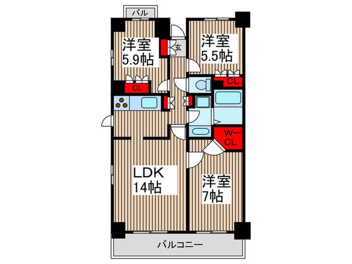COMFORT STAGE(3LDK/5階)の間取り写真