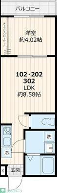 エーグル(1LDK/2階)の間取り写真