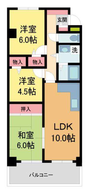 エルネスト甲南山手(3LDK/1階)の間取り写真