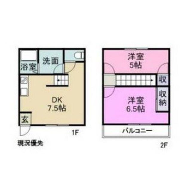 プレステージ湯野(2DK/1階)の間取り写真