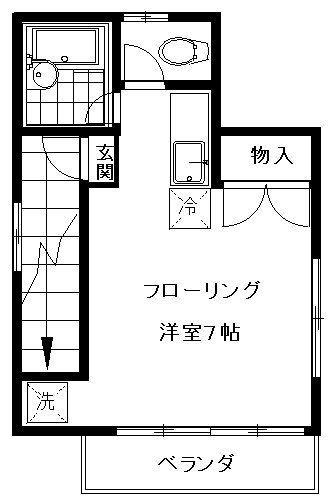コーポ中央(ワンルーム/2階)の間取り写真