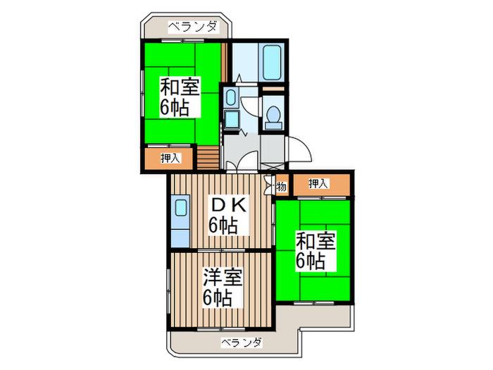 シャルム柳崎(3DK/1階)の間取り写真