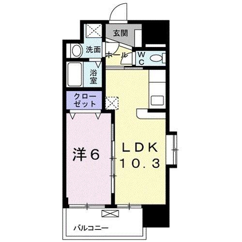 エミネンス駅南(1LDK/3階)の間取り写真