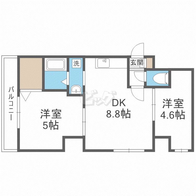 カサトレスAG(2LDK/4階)の間取り写真