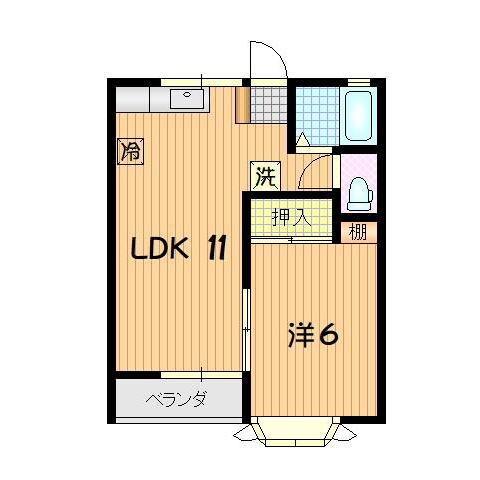 コーポロワール(1LDK/2階)の間取り写真