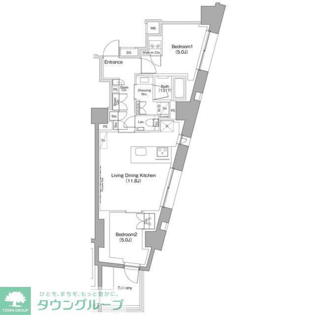 東急目黒線 不動前駅 徒歩6分 7階建 築4年(2LDK/5階)の間取り写真