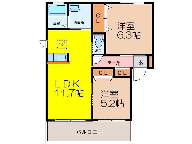 ジョイコート(2LDK/1階)の間取り写真
