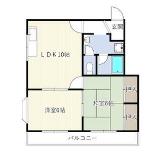 ビートル山本北E棟(2LDK/1階)の間取り写真