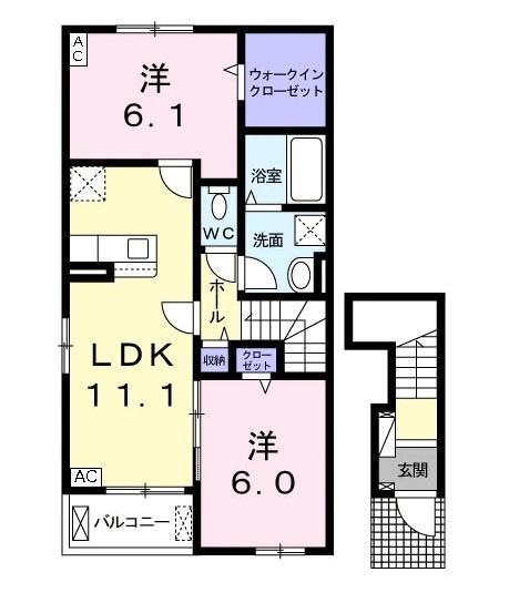 モルセラII(2LDK/2階)の間取り写真