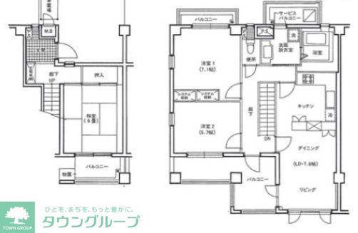あさかヴィレッジ スクエア棟(3LDK/2階)の間取り写真