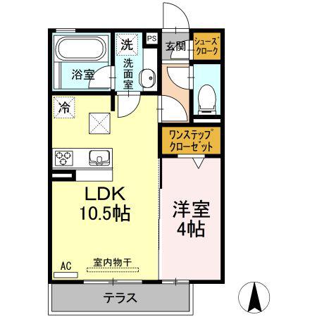 グレース川八(1LDK/1階)の間取り写真
