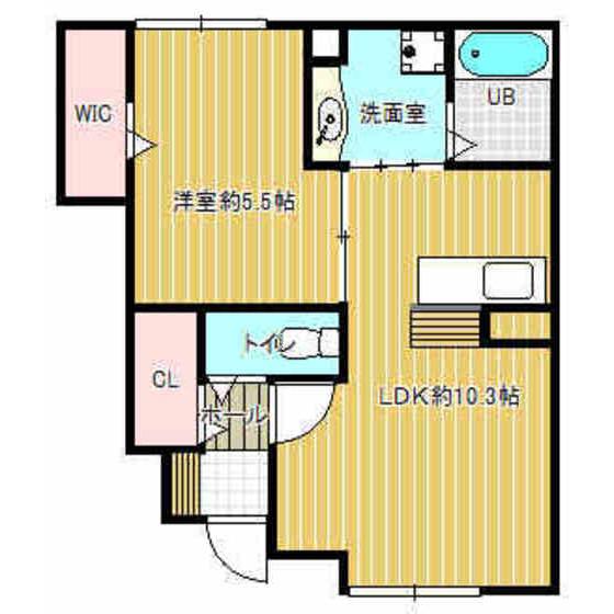 グリーンヒルズ角木(1LDK/1階)の間取り写真