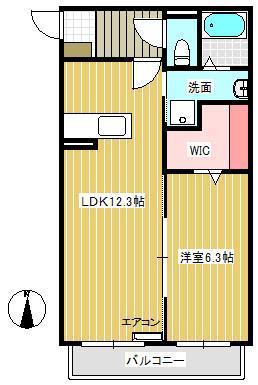 スカイビューヒルズ(1LDK/2階)の間取り写真