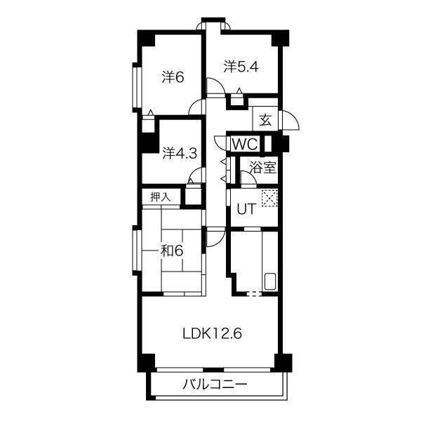 ガーデンハウス南1条通(4LDK/7階)の間取り写真